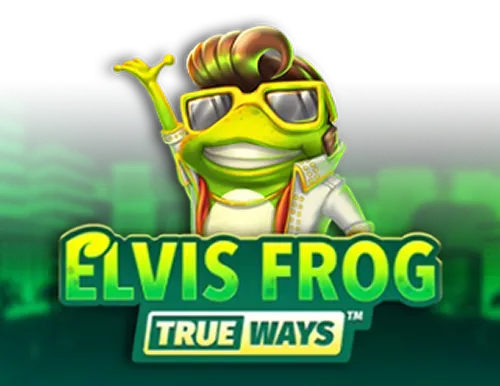 Elvis Frog in Vegas Elvis Frog True Ways game logo with frog in sunglasses